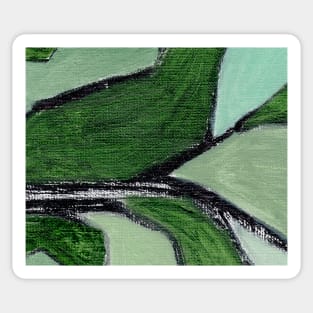 Abstract Oil Painting Aspargus Mint Green 2c Sticker